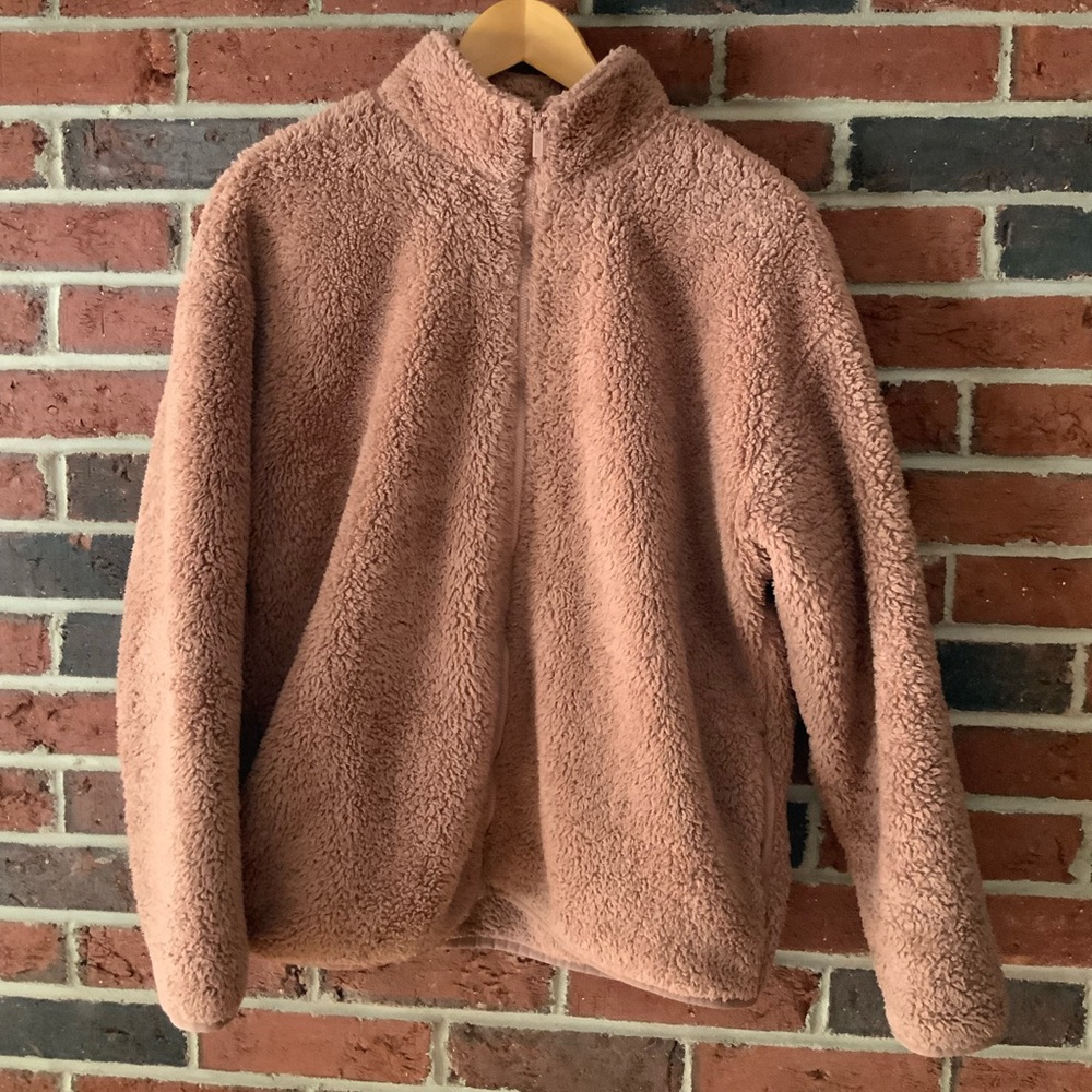 PINK mauve colored full zip fleece jacket
